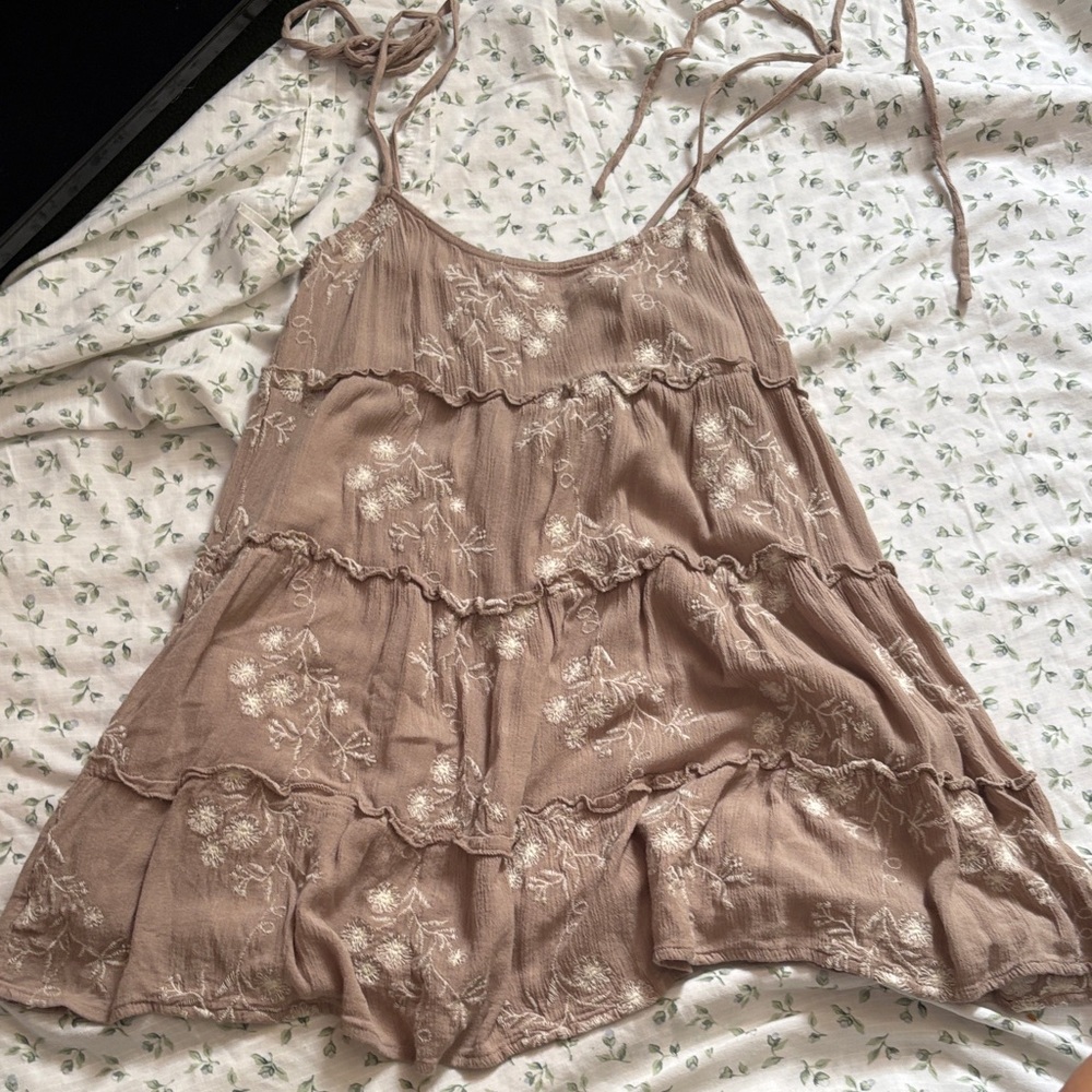 Floral Tiered Brown Dress